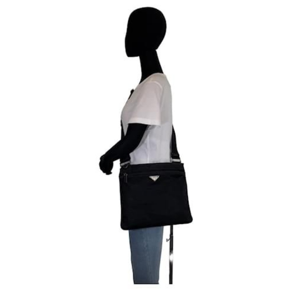Prada Vintage Nylon Tessuto Triangle Logo Plate Shoulder/Crossbody Bag Black - Picture 5 of 15